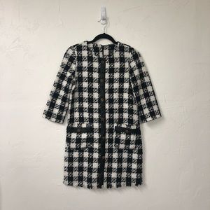 Zara black and white tweed dress, size - small